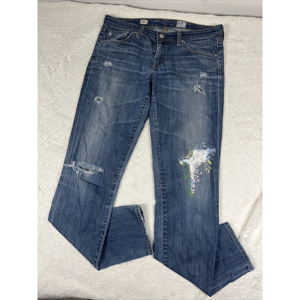 AG‎ Adriano Goldschmied The Stilt Cigarette Jeans Women 30R Slim Art Distressed